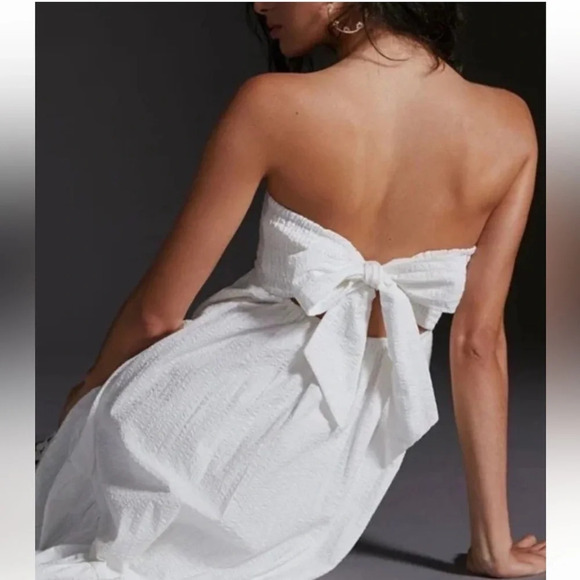 Maeve High Low Strapless Midi Dress - Picture 2 of 5